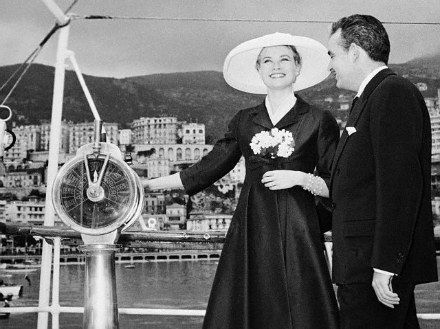 Owners Grace Kelly and Prince Rainier of Monaco aboard motor yacht Grace in the 1950's.