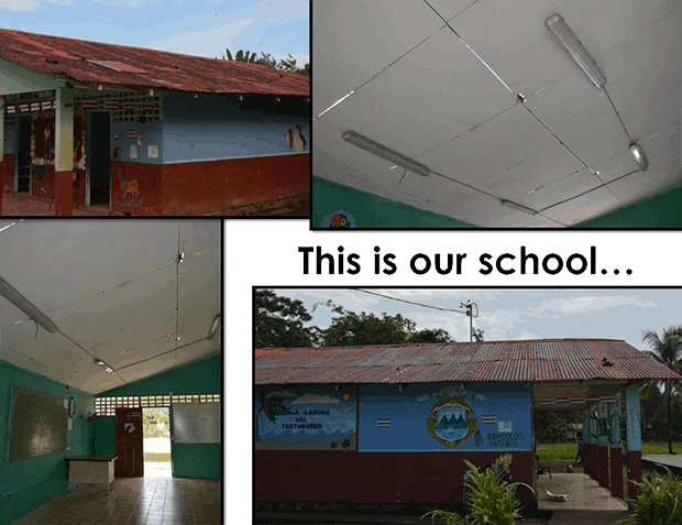 The Laguna de Tortuguero School in Costa Rica before the renovation. 