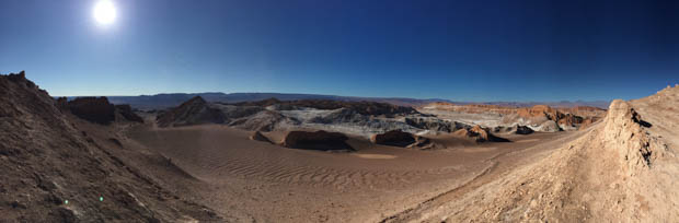 The view from the Death Valley Dunes Hike of sandy dunes as far as the eye can see.
