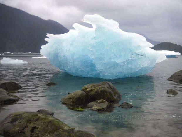 Deep-blue hues from an old glacier’s remnant, just outside of Le Conte Glacier in Alaska.