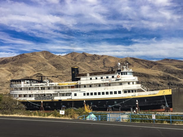 S.S. Legacy small ship river cruise docked in the Pacific Northwest