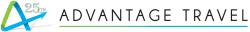 Advantage Travel logo with blue and green arrow.