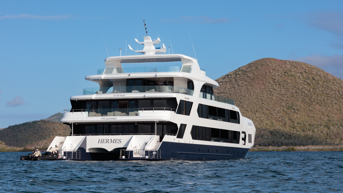 The exterior stern view of new Galapagos ship Hermes