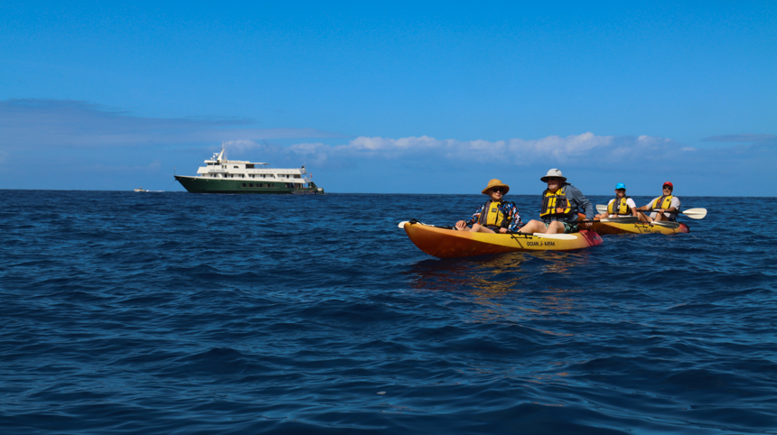Kayakers in open water 