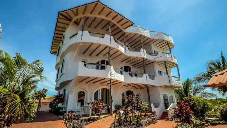 Angermeyer Waterfront Inn galapagos hotel exterior on a sunny day