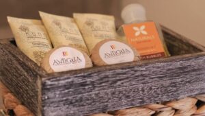 amenities basket including soaps and lotions at the hotel antigua miraflores in peru