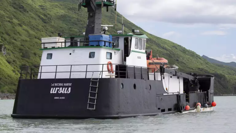 Stern of Ursus while cruising in Alaska.