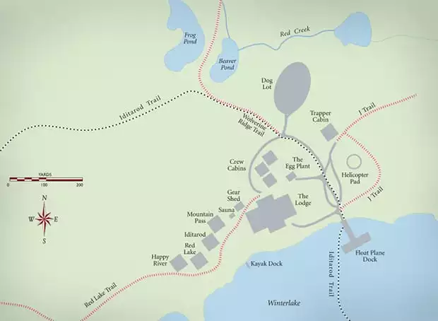 The layout of the Winterlake Lodge in Alaska
