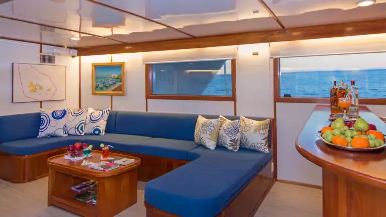 Salaon with big couch aboard Beluga.