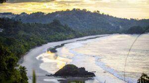 The view of the beach and ocean from Arenas Del Mar luxury resort in Costa Rica