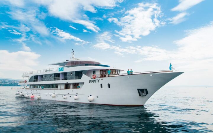 Infinity small ship cruise exterior sailing in the Mediterranean.