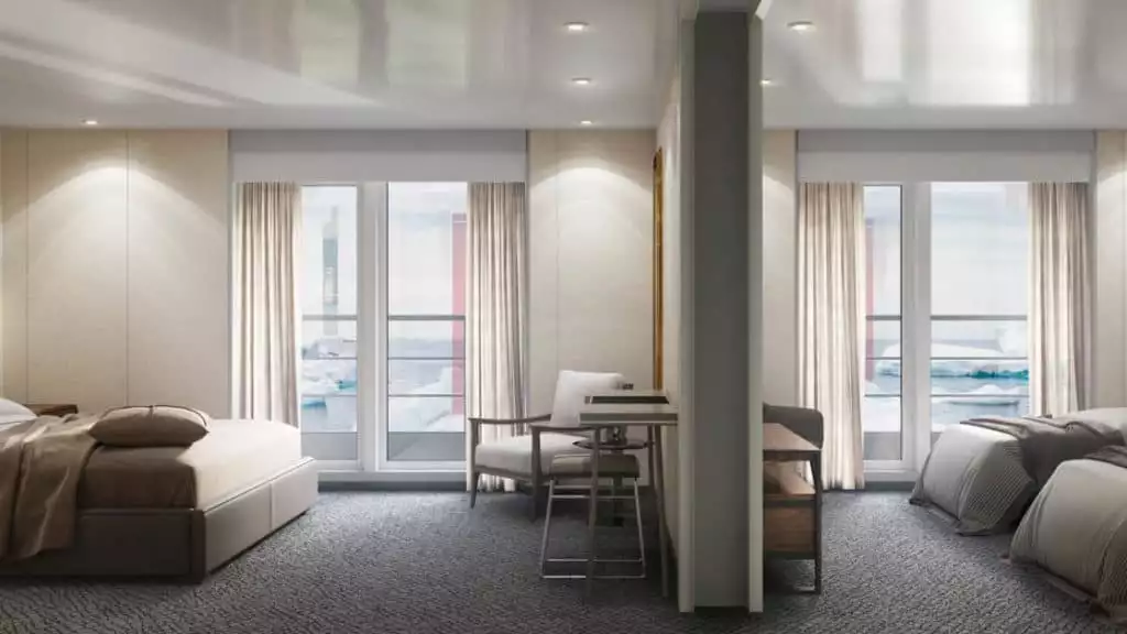 Triple Suite with twin beds and queen sofa bed aboard Magellan Explorer.