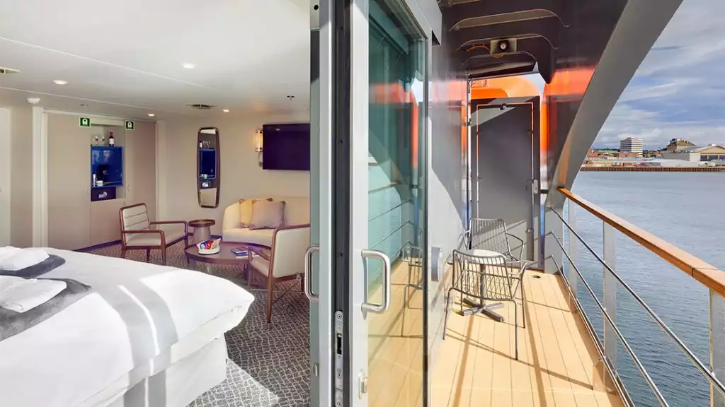Penthouse Suite balcony aboard Magellan Explorer. Photo by: Tom Arban