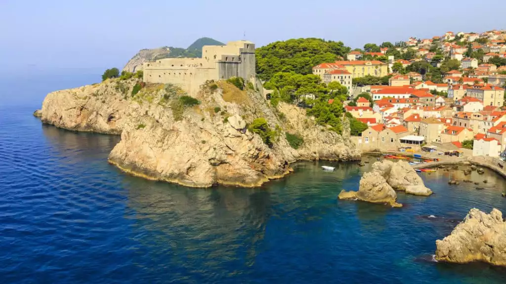 A view of the Mediterranean coast as seen from the under sail small ship cruise from greece to the Dalmatian coast