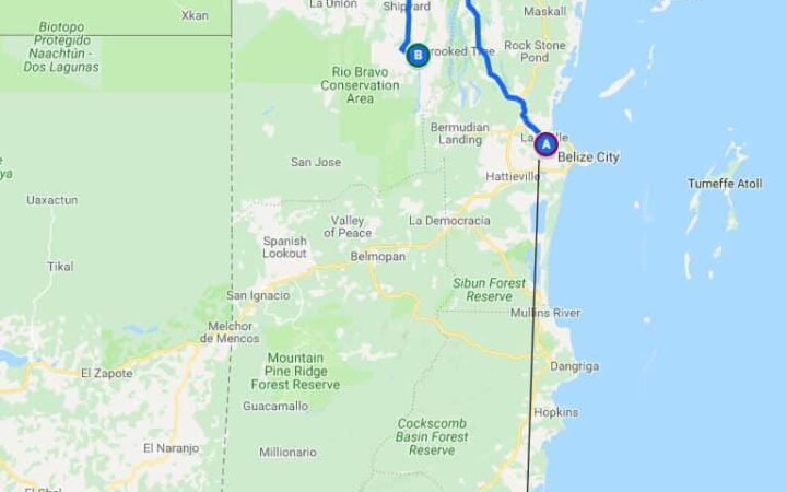 Belize in Style route map.