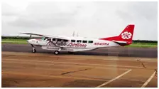 Small red and white inter-island airplane