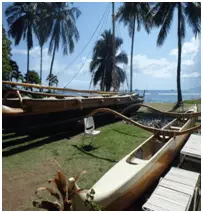 Outrigger canoe on the beach