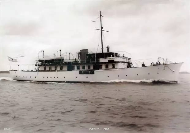 Motor yacht Grace in the 1950's when Princess Grace of Monaco honeymooned aboard her. 