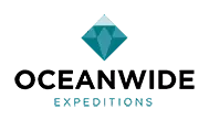 Oceanwide Expeditions logo with green and white diamond.
