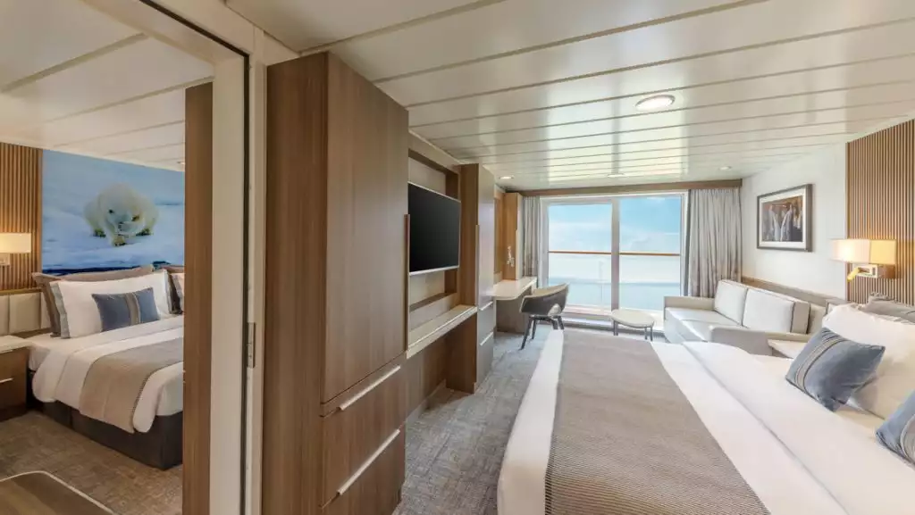 Interconnecting Category B Balcony Staterooms aboard Sylvia Earle. Photo by: Benjamin Tan & Masano Kawana