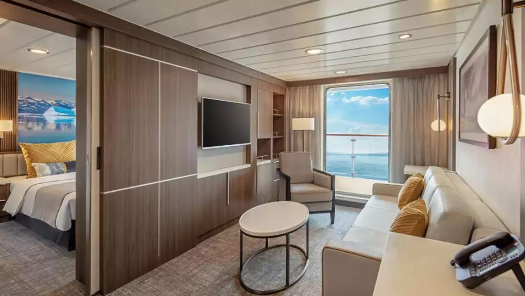 Junior Suite lounge aboard Sylvia Earle. Photo by: Benjamin Tan & Masano Kawana