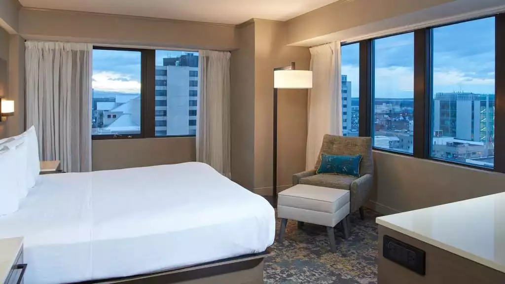 King bed room at Hilton Downtown Anchorage 