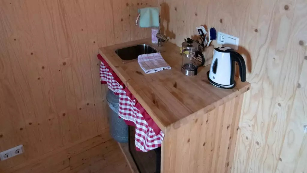 Coffee and tea station in traditional turf guesthouse
