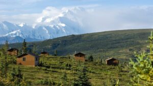 Camp Denali, with 18 guest cabins, is located on 67 acres in Alaska's natural surroundings. This sustainable, conservation-minded lodging is intertwined with the preservation of the National Park.