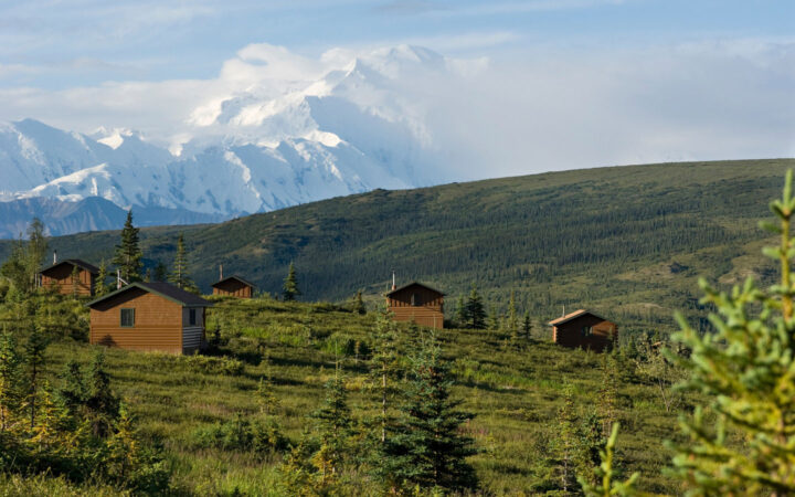 Camp Denali, with 18 guest cabins, is located on 67 acres in Alaska's natural surroundings. This sustainable, conservation-minded lodging is intertwined with the preservation of the National Park.