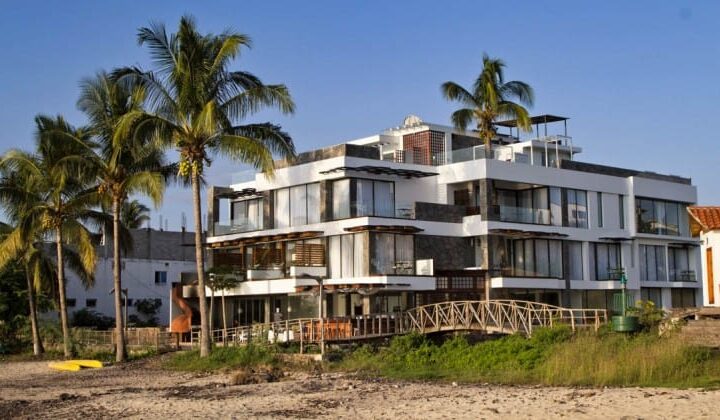 Exterior view of Golden Bay Hotel & Spa on San Cristobal in the Galapagos Islands