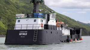 Stern of Ursus while cruising in Alaska.