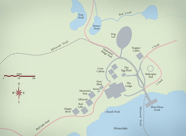 The layout of the Winterlake Lodge in Alaska