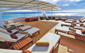 National Geographic Delfina's open-air Observation Deck provides 360-degree views with a whirlpool hot tub and lounge chairs