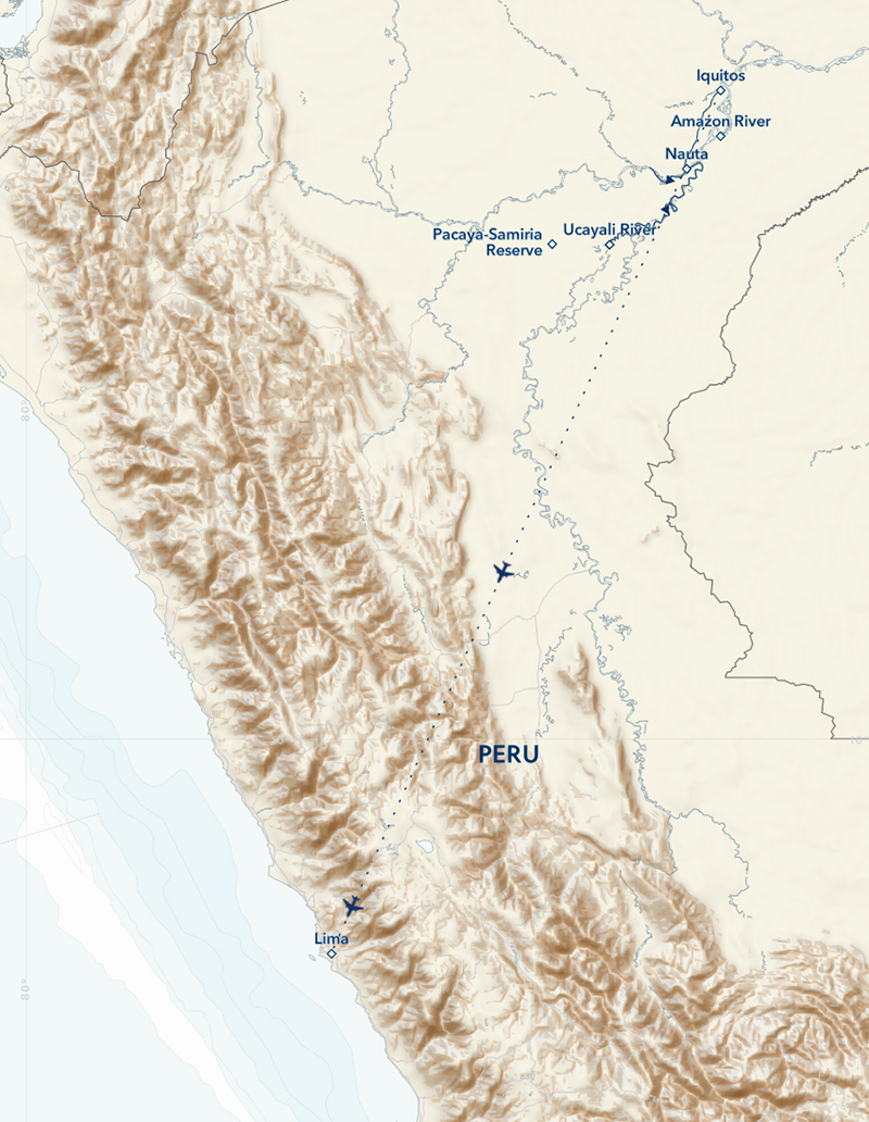 Upper Amazon: A River Expedition 6-Day Itinerary route map