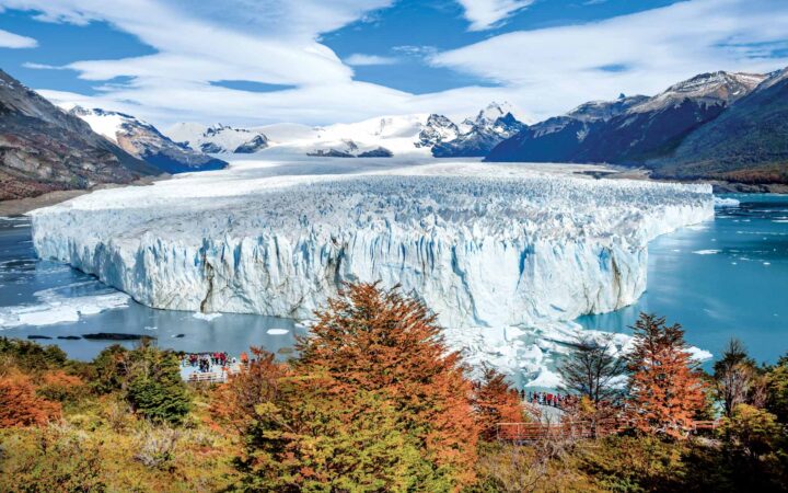 A areil view of Perito Moreno Glacier. A massive glacier located in Los Glaciares National Park, Patagonia, Argentine.