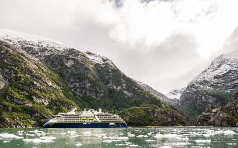 The National Geographic Resolution against the picturesque backdrop of the Beagle Channel, Chile.