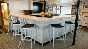 Bar with stools aboard Admiralty Dream.