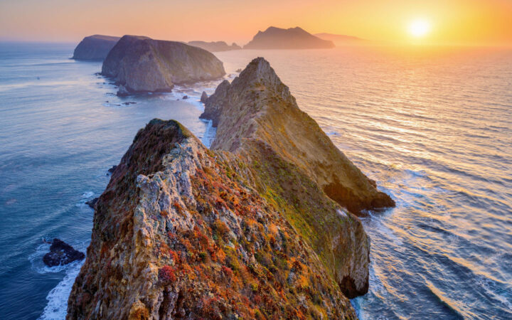 sun sets over the channel islands on wild california escape small ship cruise