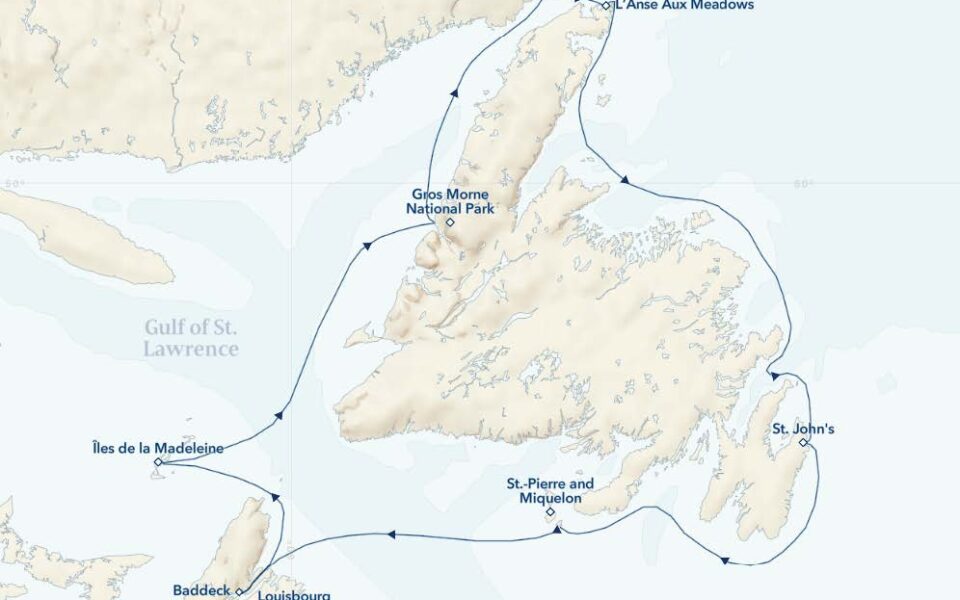 Map of gulf of st lawrence small ship cruise and its circular route