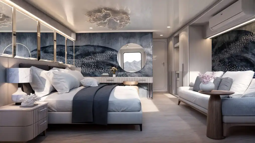 Golden Double Stateroom with king-size bed aboard Monique