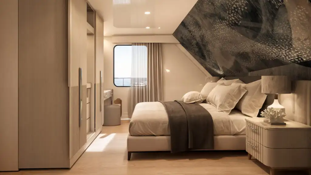 Golden Single Stateroom with king-sized bed aboard Monique 