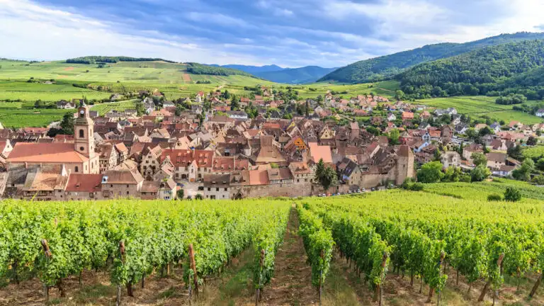 Panorama View of Riquewihr village in Alsace, France