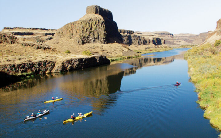 The still water of the Palouse River is perfect for our expedition landing craft cruises and kayak adventures.