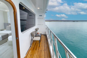 Private balcony outside cabin aboard Galapagos Horizon