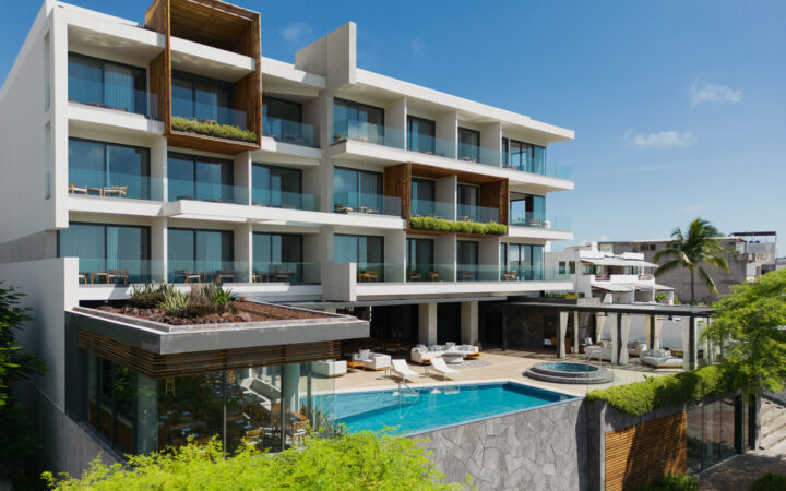Hotel Indigo in San Cristobal Galapagos with modern upscale design, balconies and large infinity pool
