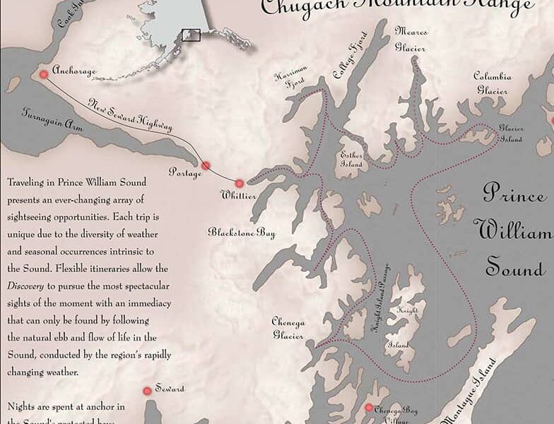 Prince William Sound Discovery route map.