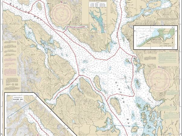 Route Map of Sea Wolf Glacier Bay Adventure Alaska Small Ship Cruise, operating round-trip from Gustavus with visits to Geike Inlet, Reid & Marjorie Glaciers, Gloomy Knob, Muir Inlet, North Sandy Cove & South Marble Island & Point Adolphus.
