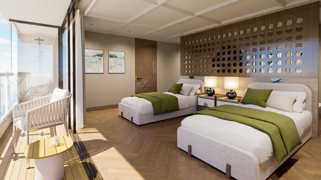 Double Suite with twin beds aboard Grand Ocean Spray
