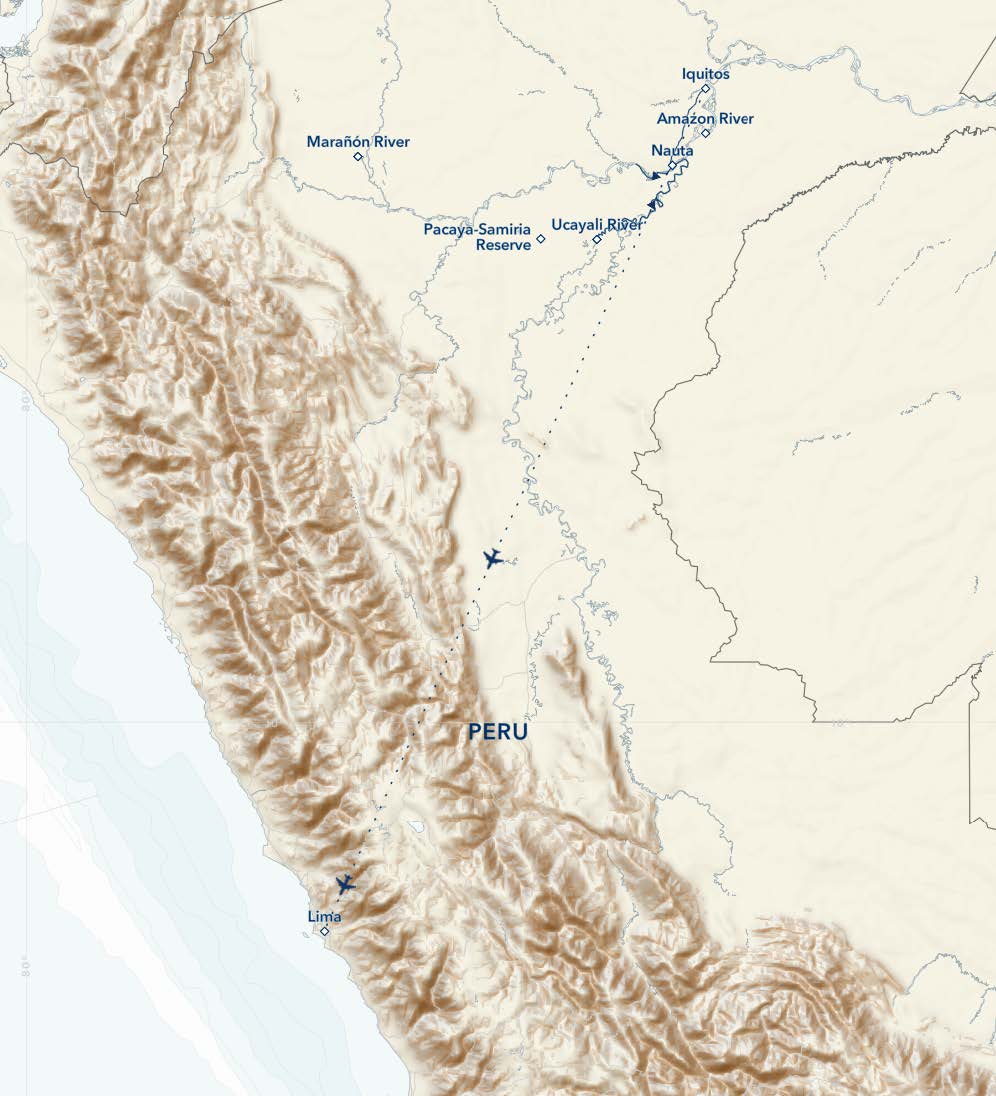 Upper Amazon Pacaya-Samiria Reserve Delfin II cruise route map.