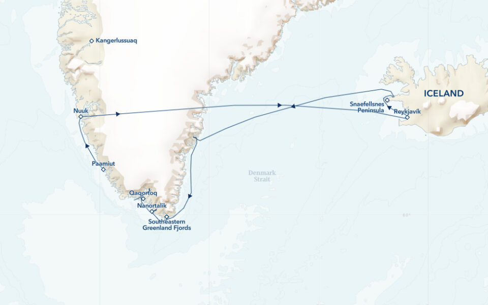 South Greenland Exploration: Fjords, Waterfalls & Fishing Villages Itinerary route map